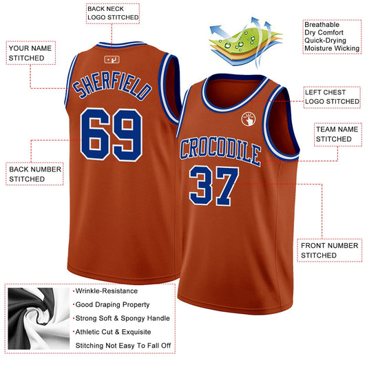 Custom Texas Orange Royal-White Authentic Basketball Jersey - Sky-Custom