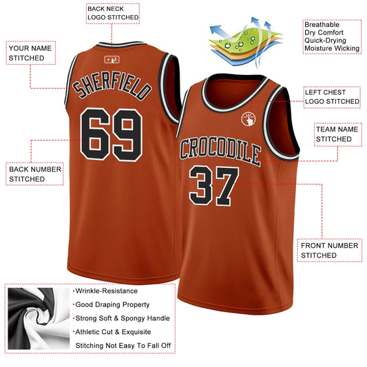 Custom Texas Orange Black-White Authentic Basketball Jersey - Sky-Custom