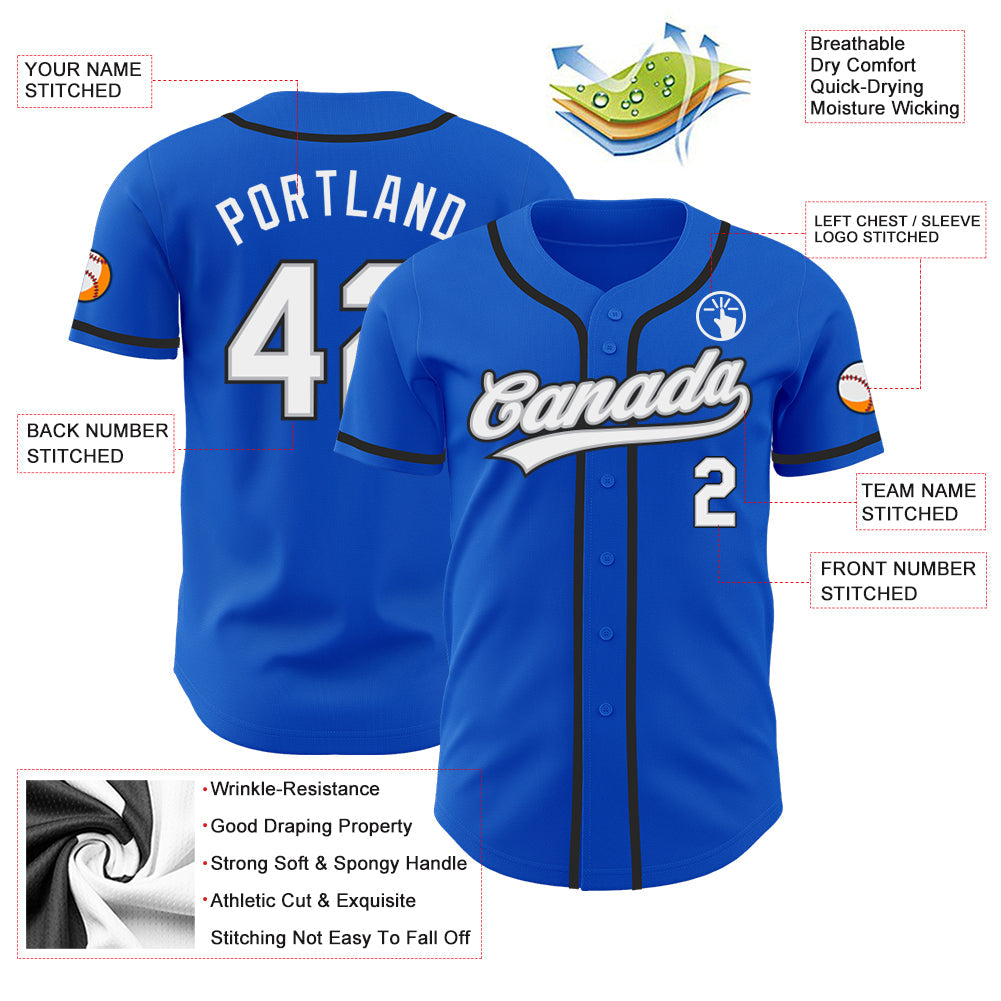Custom Thunder Blue White Gray-Black Authentic Baseball Jersey - Sky-Custom