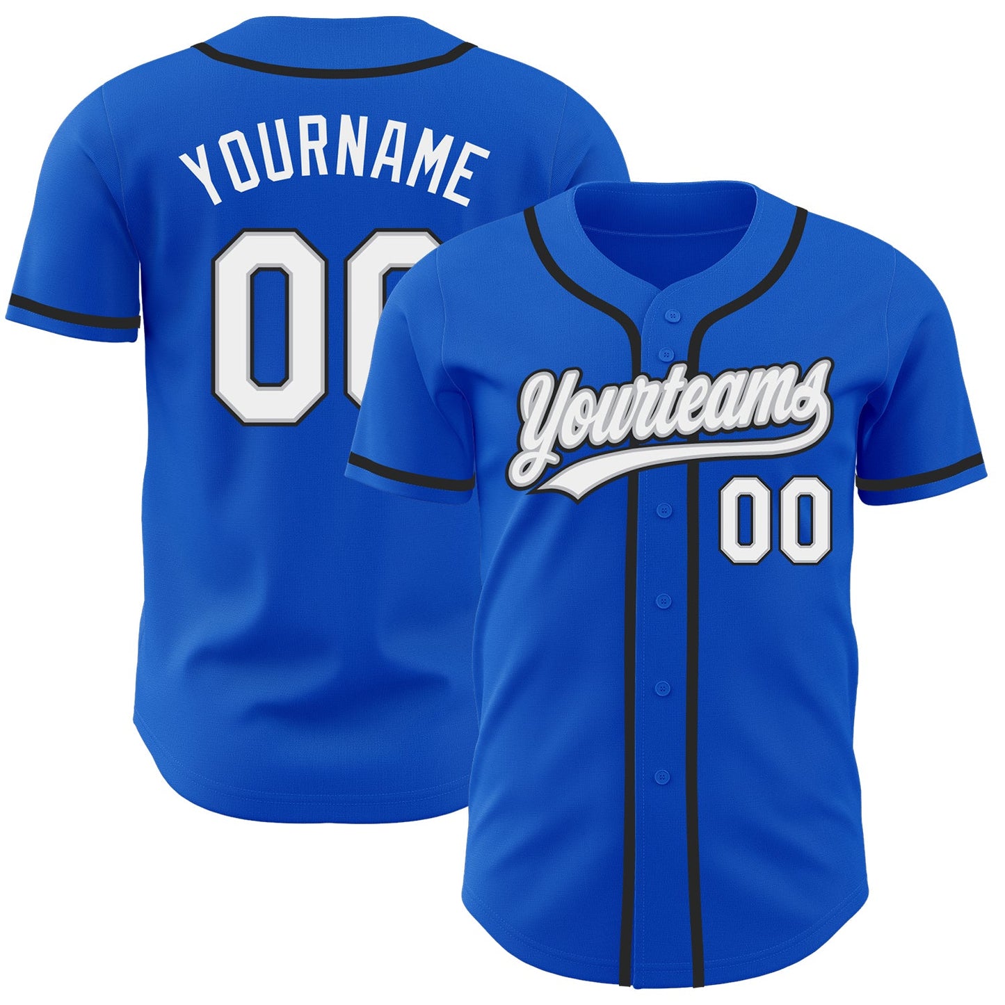 Custom Thunder Blue White Gray-Black Authentic Baseball Jersey - Sky-Custom