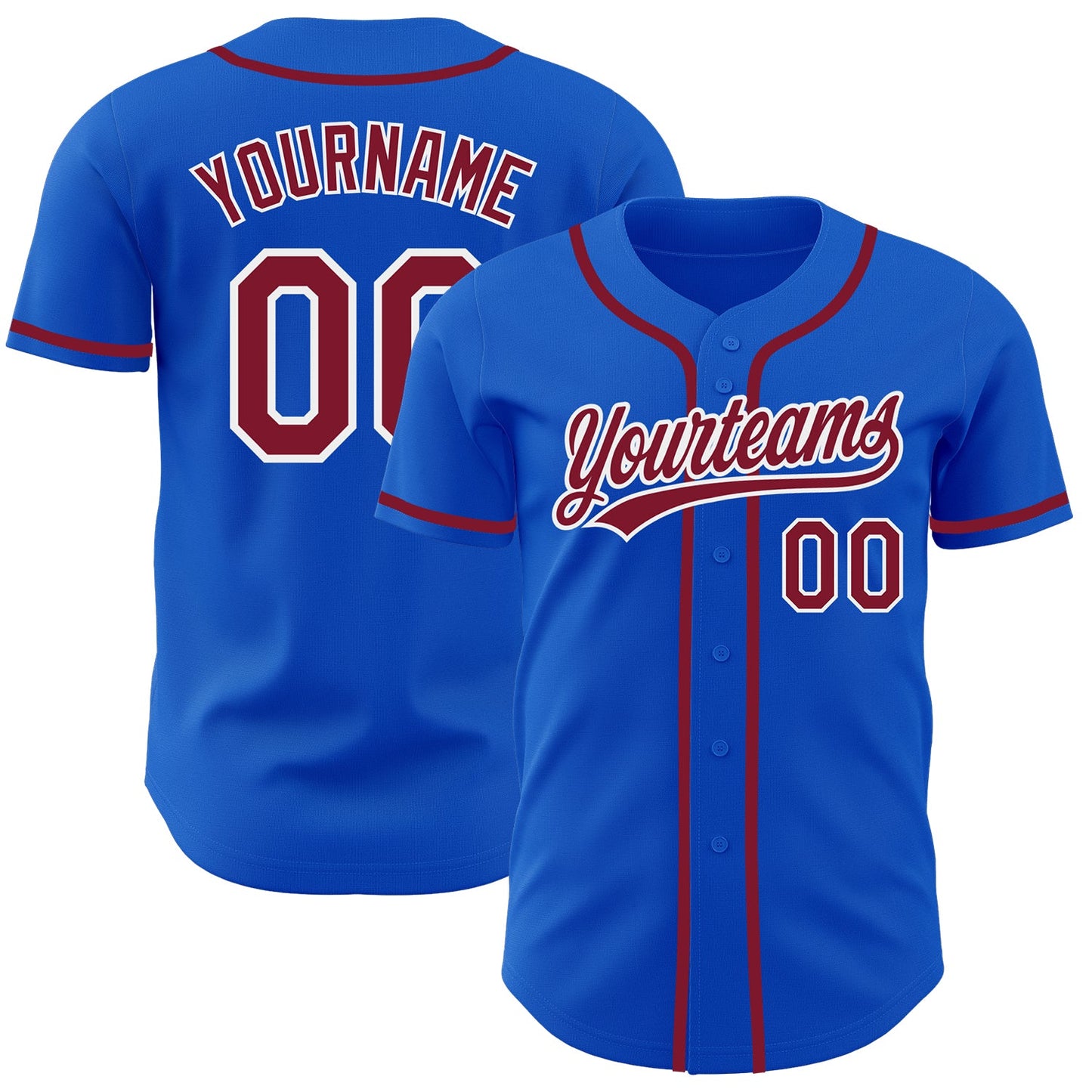 Custom Thunder Blue Crimson-White Authentic Baseball Jersey - Sky-Custom