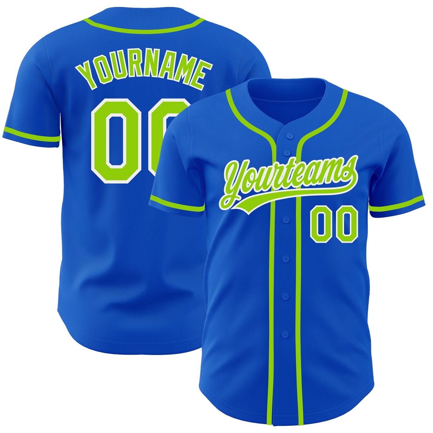 Custom Thunder Blue Neon Green-White Authentic Baseball Jersey - Sky-Custom
