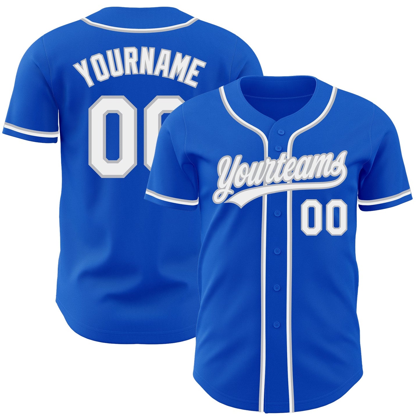 Custom Thunder Blue White-Gray Authentic Baseball Jersey - Sky-Custom