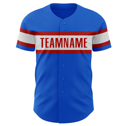 Custom Thunder Blue White-Red Authentic Baseball Jersey - Sky-Custom