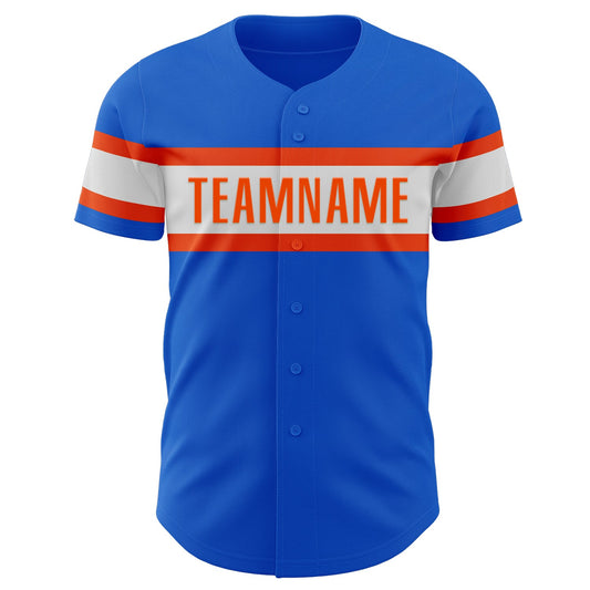 Custom Thunder Blue White-Orange Authentic Baseball Jersey - Sky-Custom