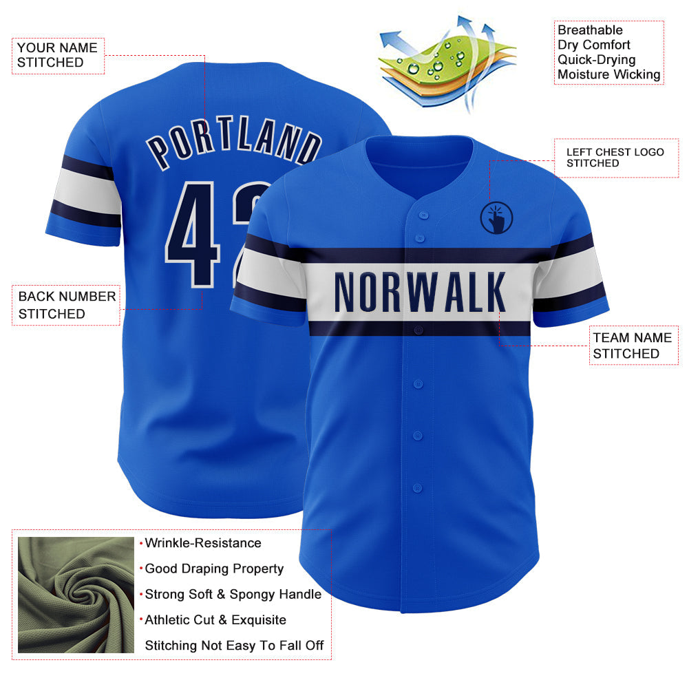Custom Thunder Blue Navy-White Authentic Baseball Jersey - Sky-Custom