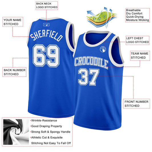 Custom Thunder Blue White Authentic Basketball Jersey - Sky-Custom