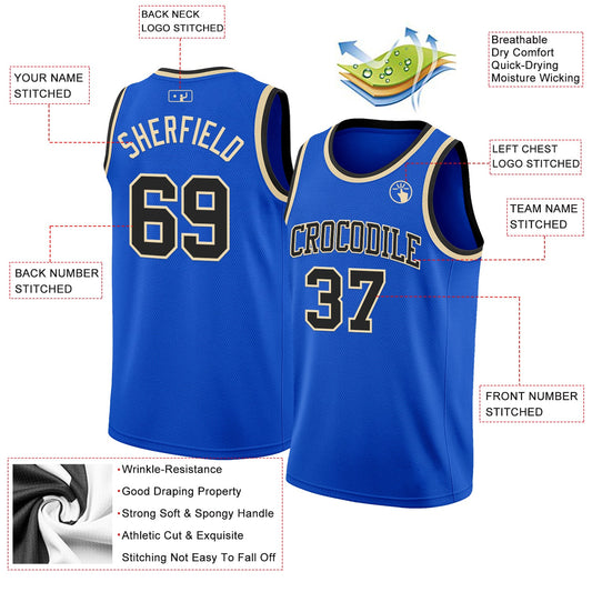 Custom Thunder Blue Black-Cream Authentic Basketball Jersey - Sky-Custom