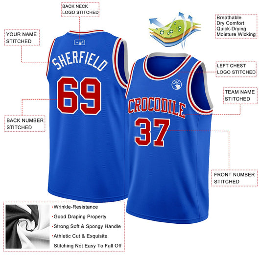Custom Thunder Blue Red-White Authentic Basketball Jersey - Sky-Custom