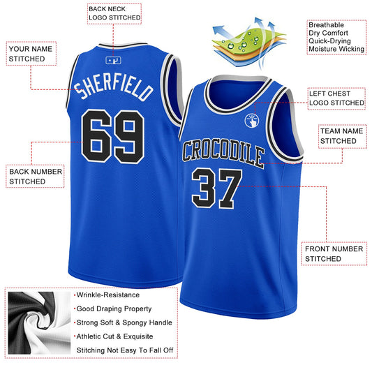 Custom Thunder Blue Black-White Authentic Basketball Jersey - Sky-Custom