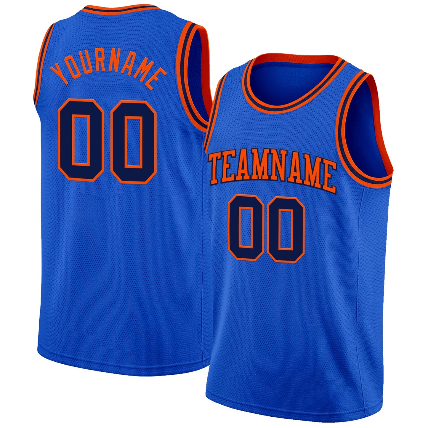 Custom Thunder Blue Navy-Orange Authentic Basketball Jersey - Sky-Custom