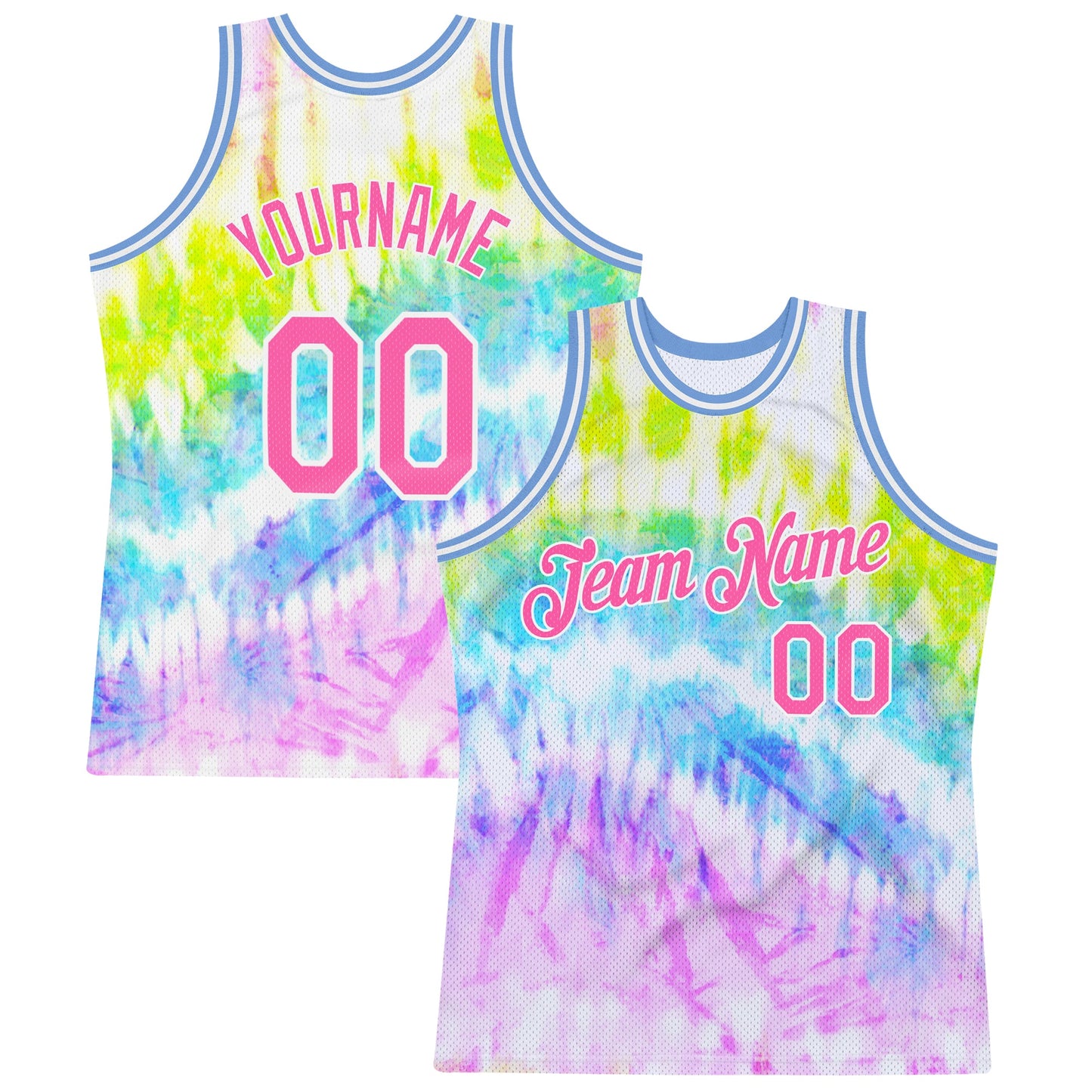 Custom Tie Dye Pink-White 3D Authentic Basketball Jersey - Sky-Custom