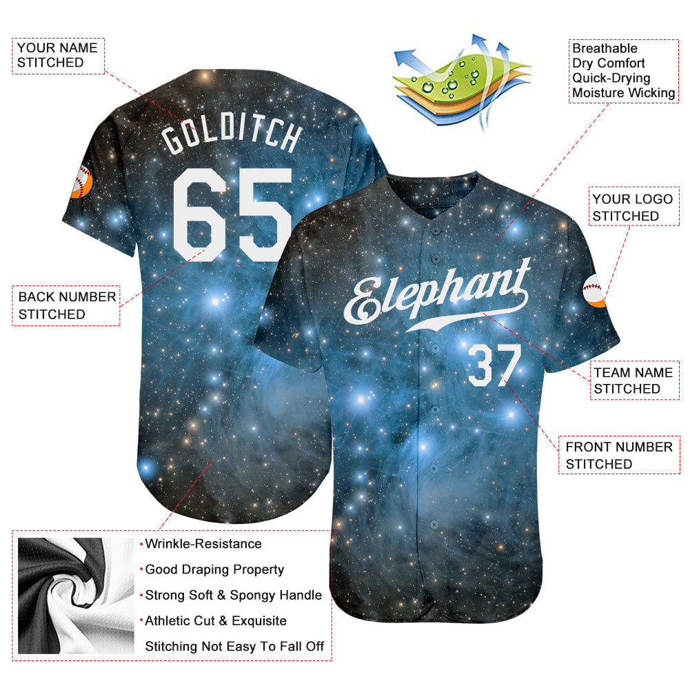 Custom Tie Dye White-Black 3D Authentic Baseball Jersey - Sky-Custom