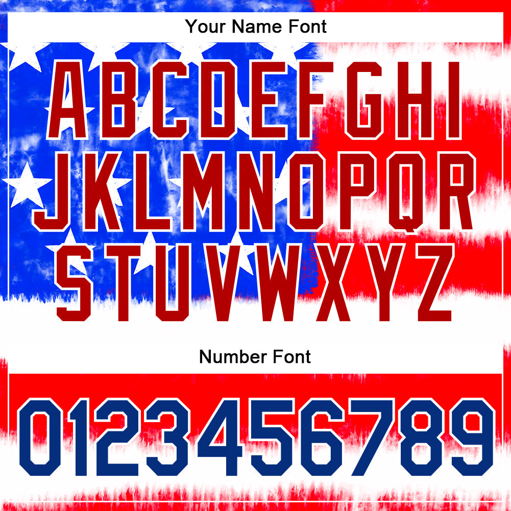 Custom Tie Dye Royal-Red 3D American Flag Authentic Baseball Jersey - Sky-Custom