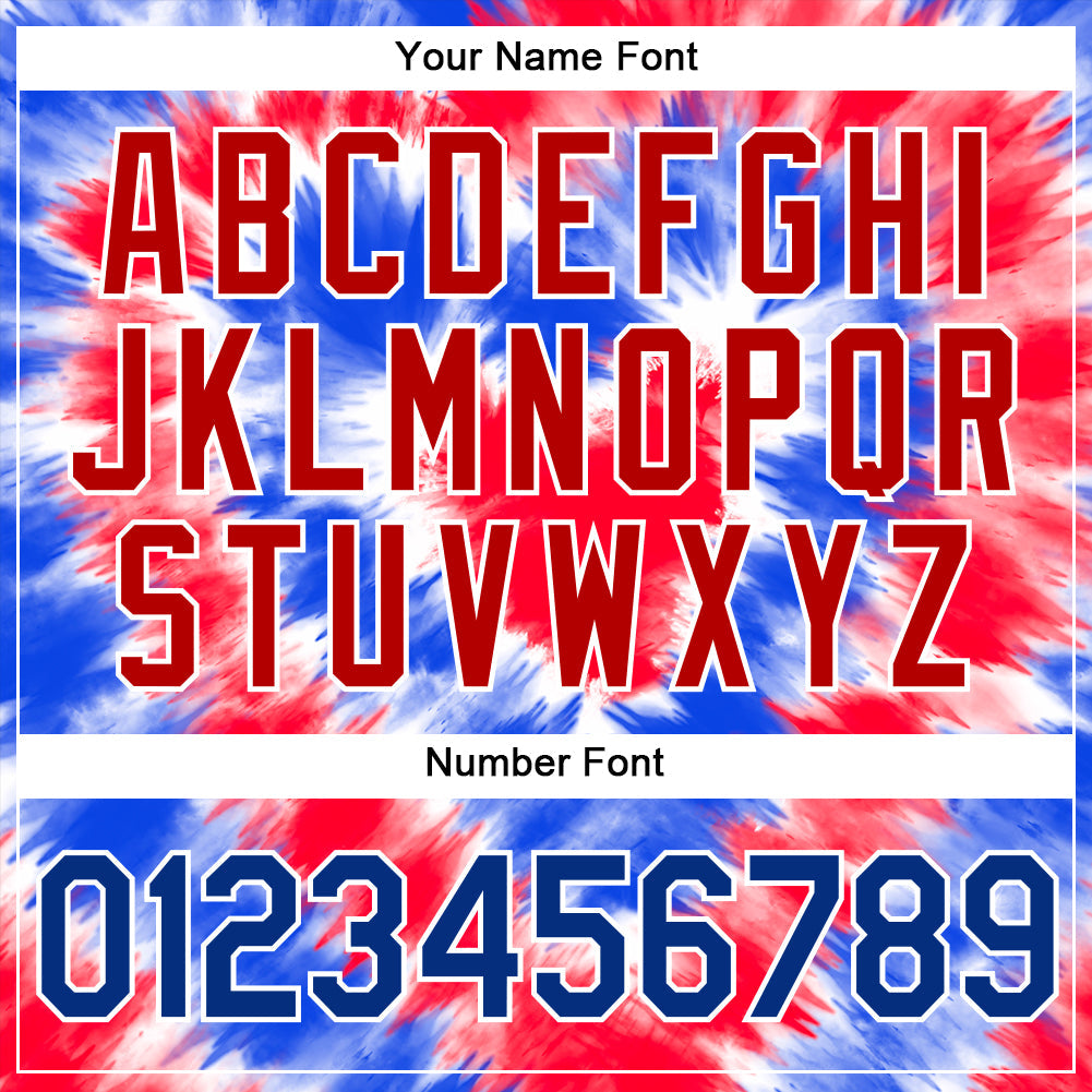 Custom Tie Dye Royal-Red 3D American Flag Authentic Baseball Jersey - Sky-Custom