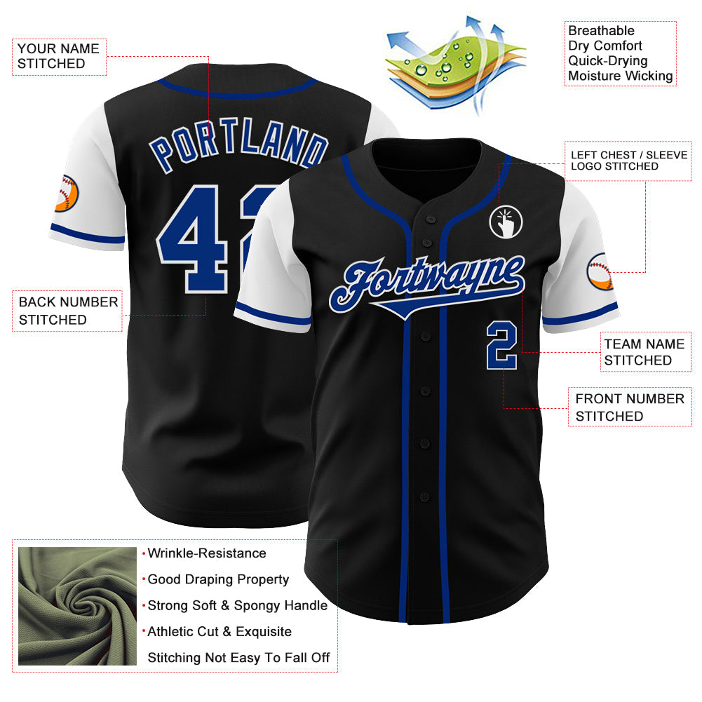 Custom Black Royal-White Authentic Two Tone Baseball Jersey - Sky-Custom