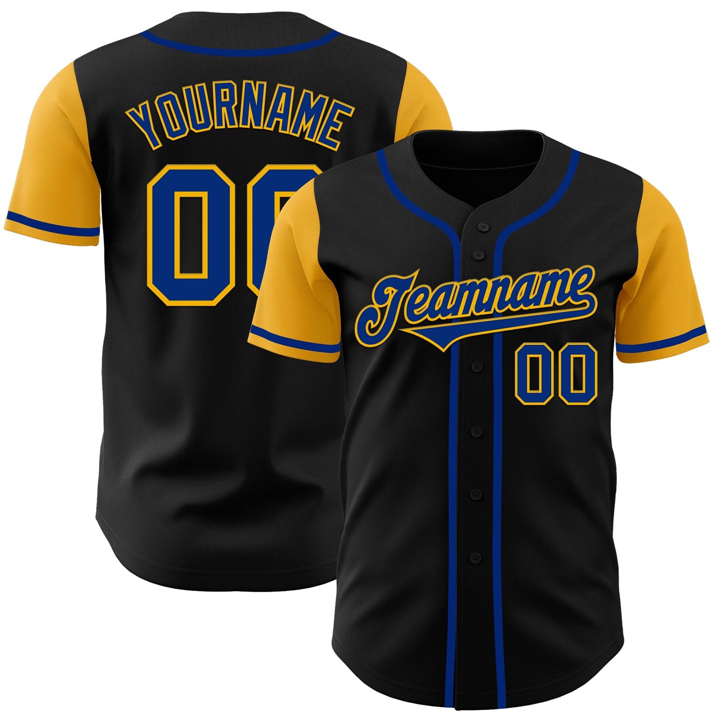 Custom Black Royal-Gold Authentic Two Tone Baseball Jersey - Sky-Custom