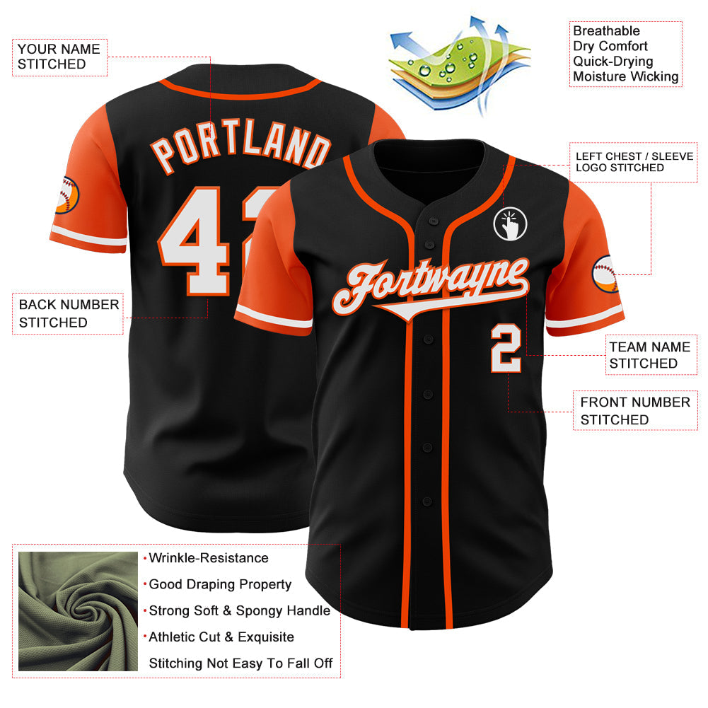 Custom Black White-Orange Authentic Two Tone Baseball Jersey - Sky-Custom