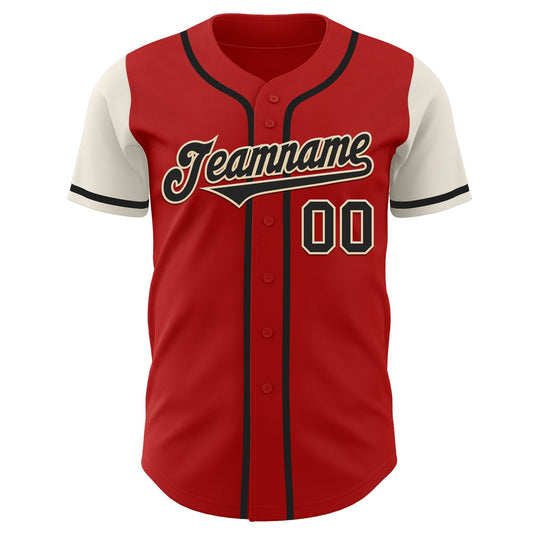 Custom Red Black-Cream Authentic Two Tone Baseball Jersey - Sky-Custom