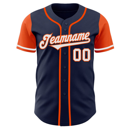 Custom Navy White-Orange Authentic Two Tone Baseball Jersey - Sky-Custom