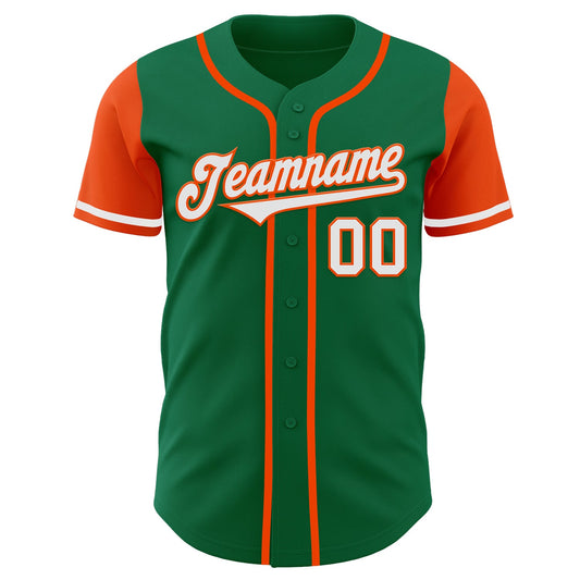 Custom Kelly Green White-Orange Authentic Two Tone Baseball Jersey - Sky-Custom