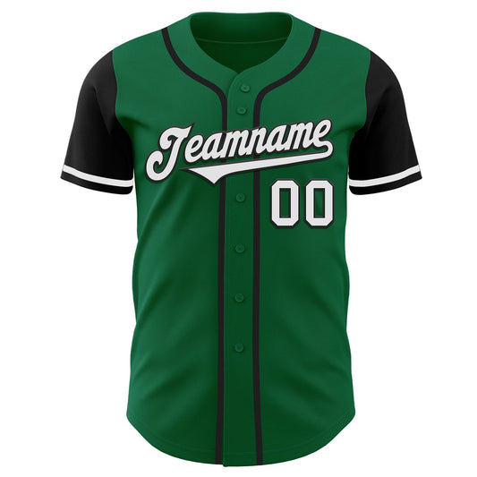 Custom Kelly Green White-Black Authentic Two Tone Baseball Jersey - Sky-Custom