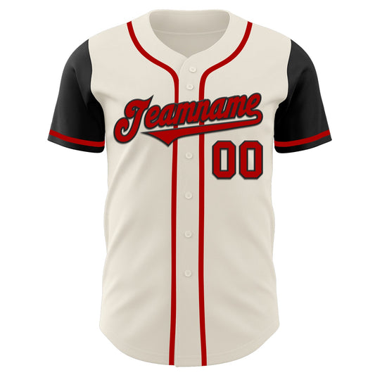 Custom Cream Red-Black Authentic Two Tone Baseball Jersey - Sky-Custom