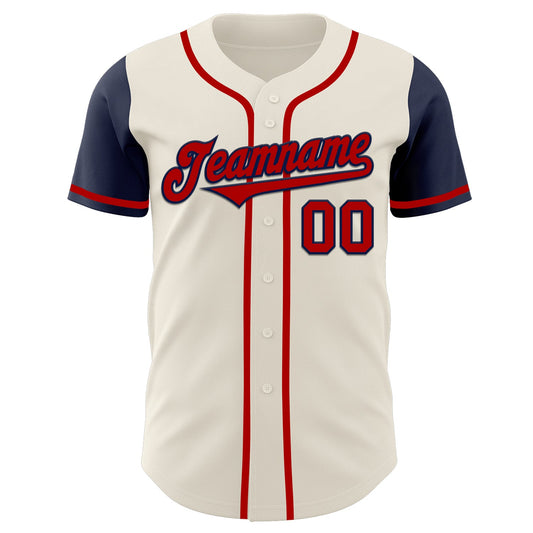 Custom Cream Red-Navy Authentic Two Tone Baseball Jersey - Sky-Custom