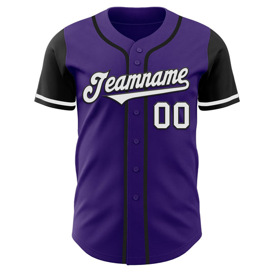 Custom Purple White-Black Authentic Two Tone Baseball Jersey - Sky-Custom