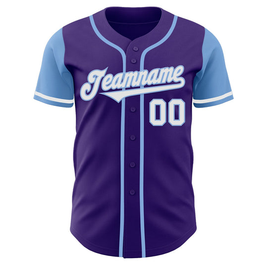 Custom Purple White-Light Blue Authentic Two Tone Baseball Jersey - Sky-Custom