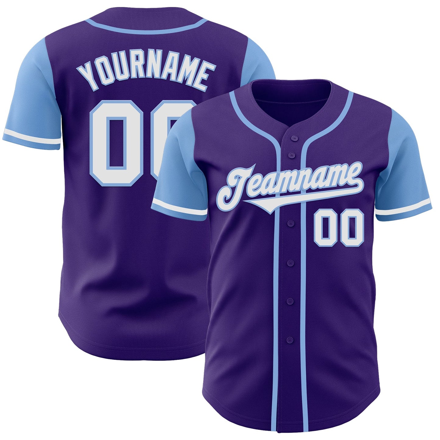Custom Purple White-Light Blue Authentic Two Tone Baseball Jersey - Sky-Custom
