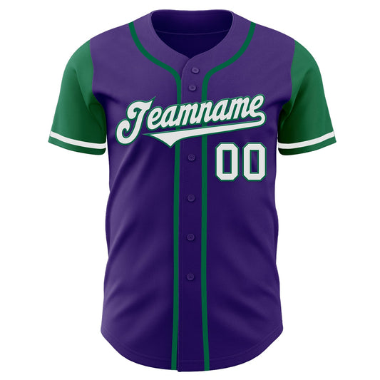 Custom Purple White-Kelly Green Authentic Two Tone Baseball Jersey - Sky-Custom