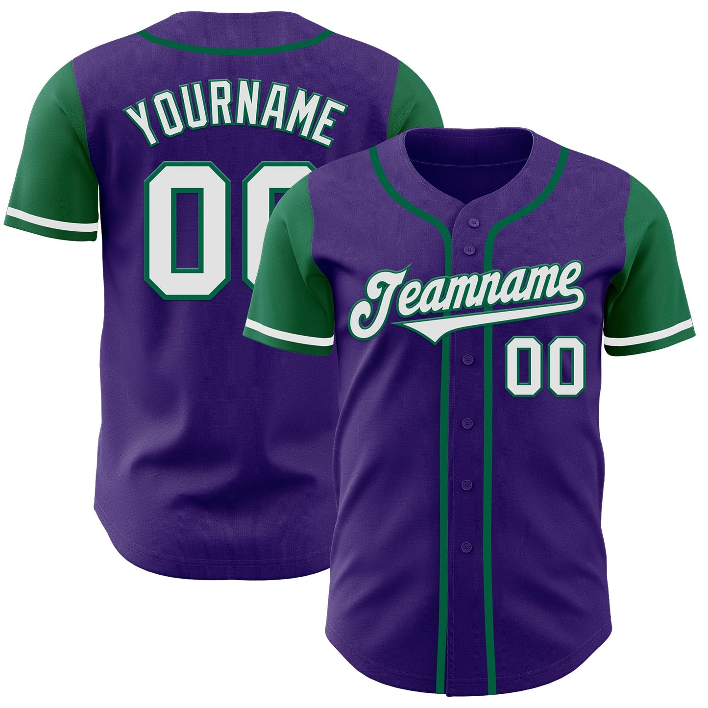 Custom Purple White-Kelly Green Authentic Two Tone Baseball Jersey - Sky-Custom