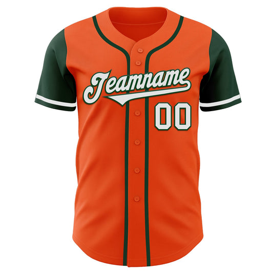Custom Orange White-Green Authentic Two Tone Baseball Jersey - Sky-Custom