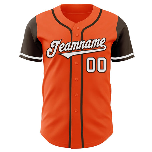 Custom Orange White-Brown Authentic Two Tone Baseball Jersey - Sky-Custom