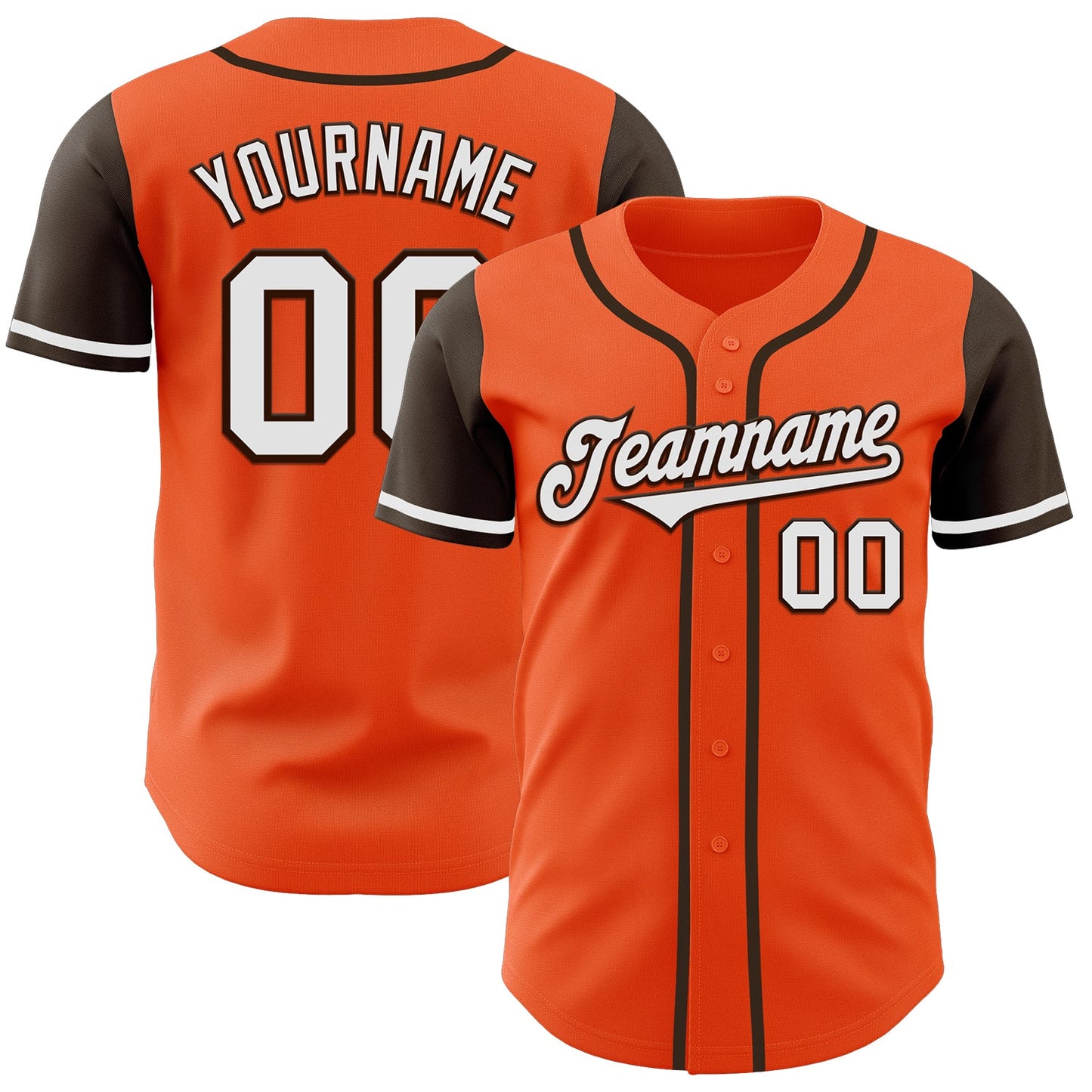 Custom Orange White-Brown Authentic Two Tone Baseball Jersey - Sky-Custom