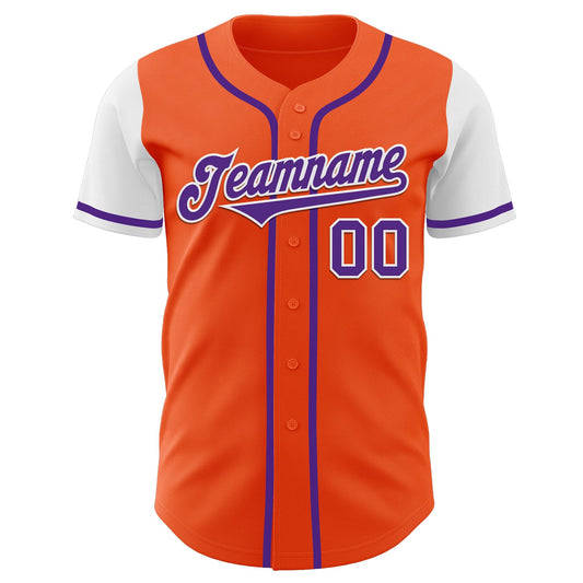 Custom Orange Purple-White Authentic Two Tone Baseball Jersey - Sky-Custom