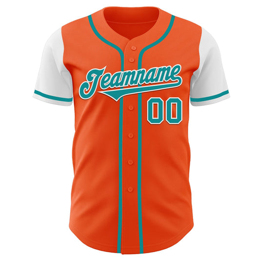 Custom Orange Teal-White Authentic Two Tone Baseball Jersey - Sky-Custom
