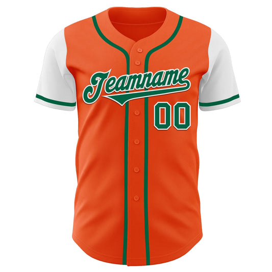 Custom Orange Kelly Green-White Authentic Two Tone Baseball Jersey - Sky-Custom