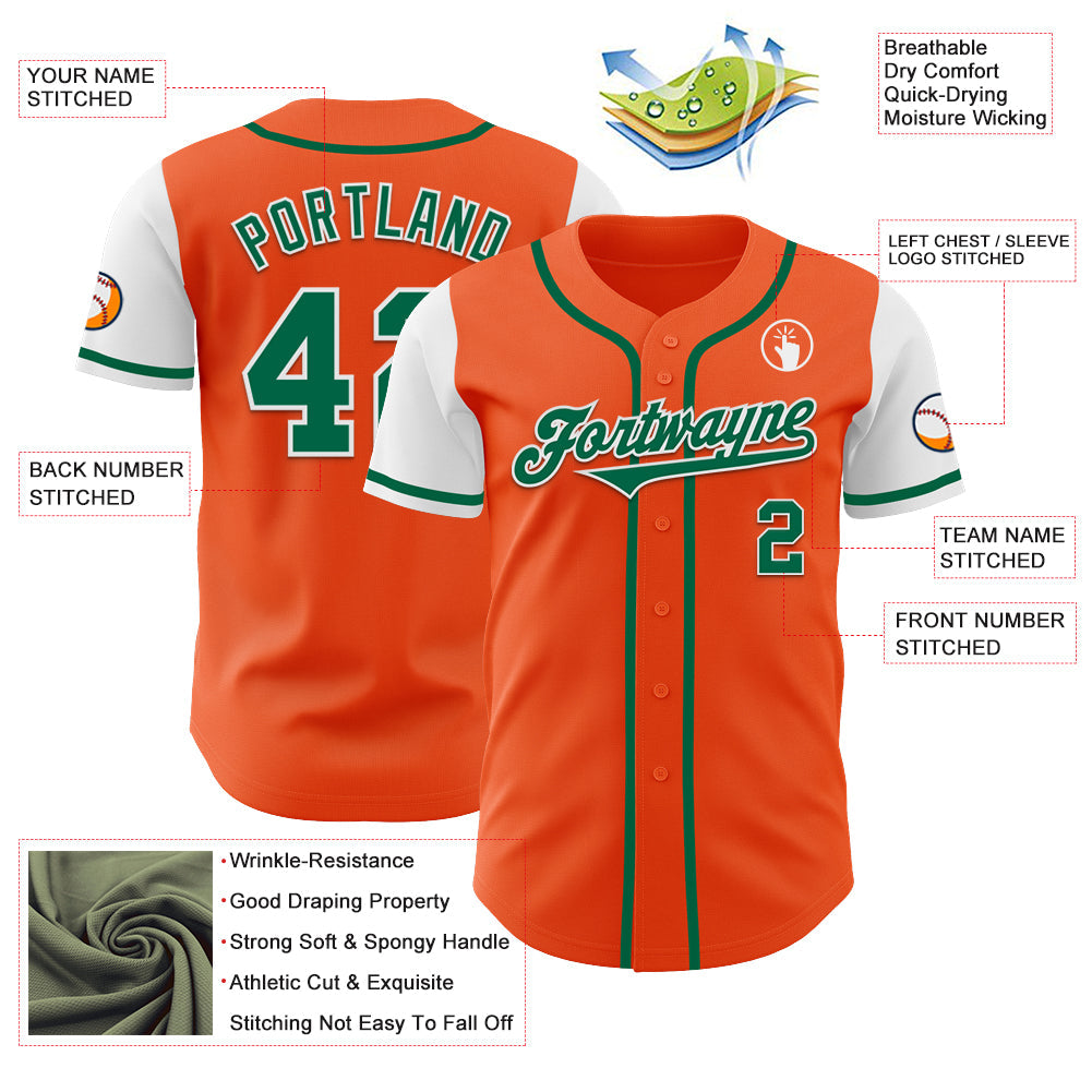 Custom Orange Kelly Green-White Authentic Two Tone Baseball Jersey - Sky-Custom