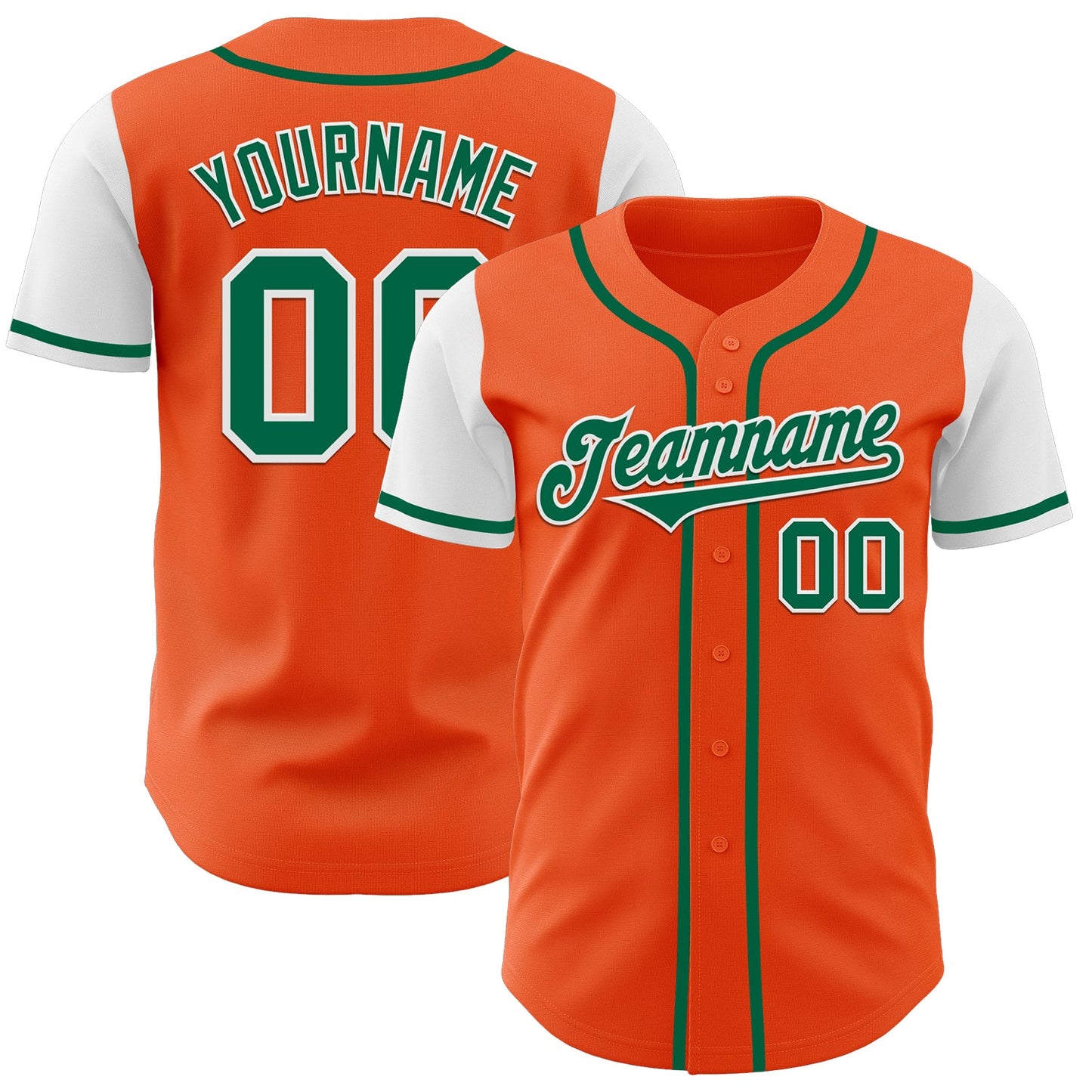 Custom Orange Kelly Green-White Authentic Two Tone Baseball Jersey - Sky-Custom