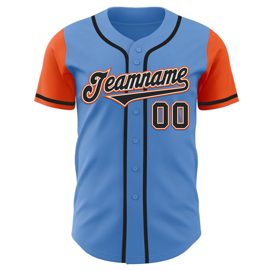 Custom Powder Blue Black-Orange Authentic Two Tone Baseball Jersey - Sky-Custom