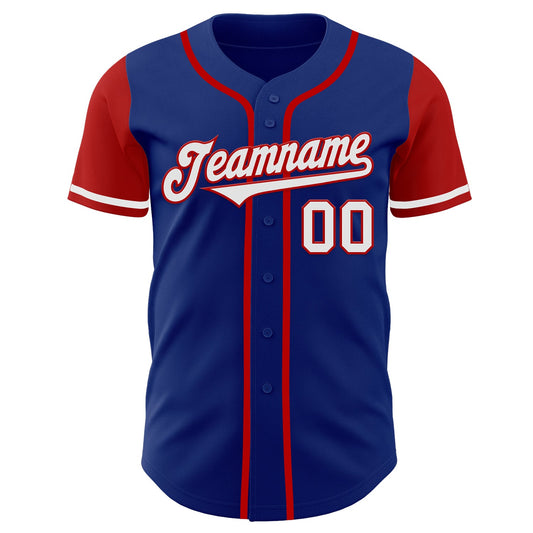 Custom Royal White-Red Authentic Two Tone Baseball Jersey - Sky-Custom