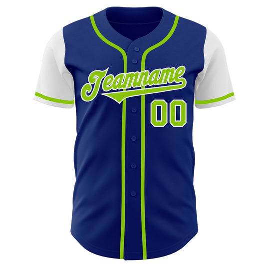 Custom Royal Neon Green-White Authentic Two Tone Baseball Jersey - Sky-Custom