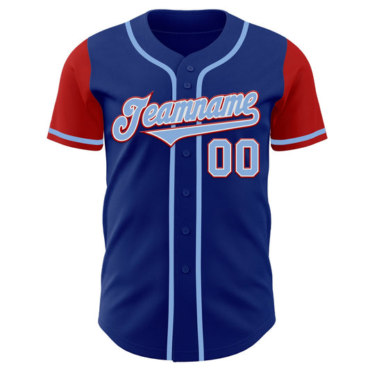Custom Royal Light Blue-Red Authentic Two Tone Baseball Jersey - Sky-Custom