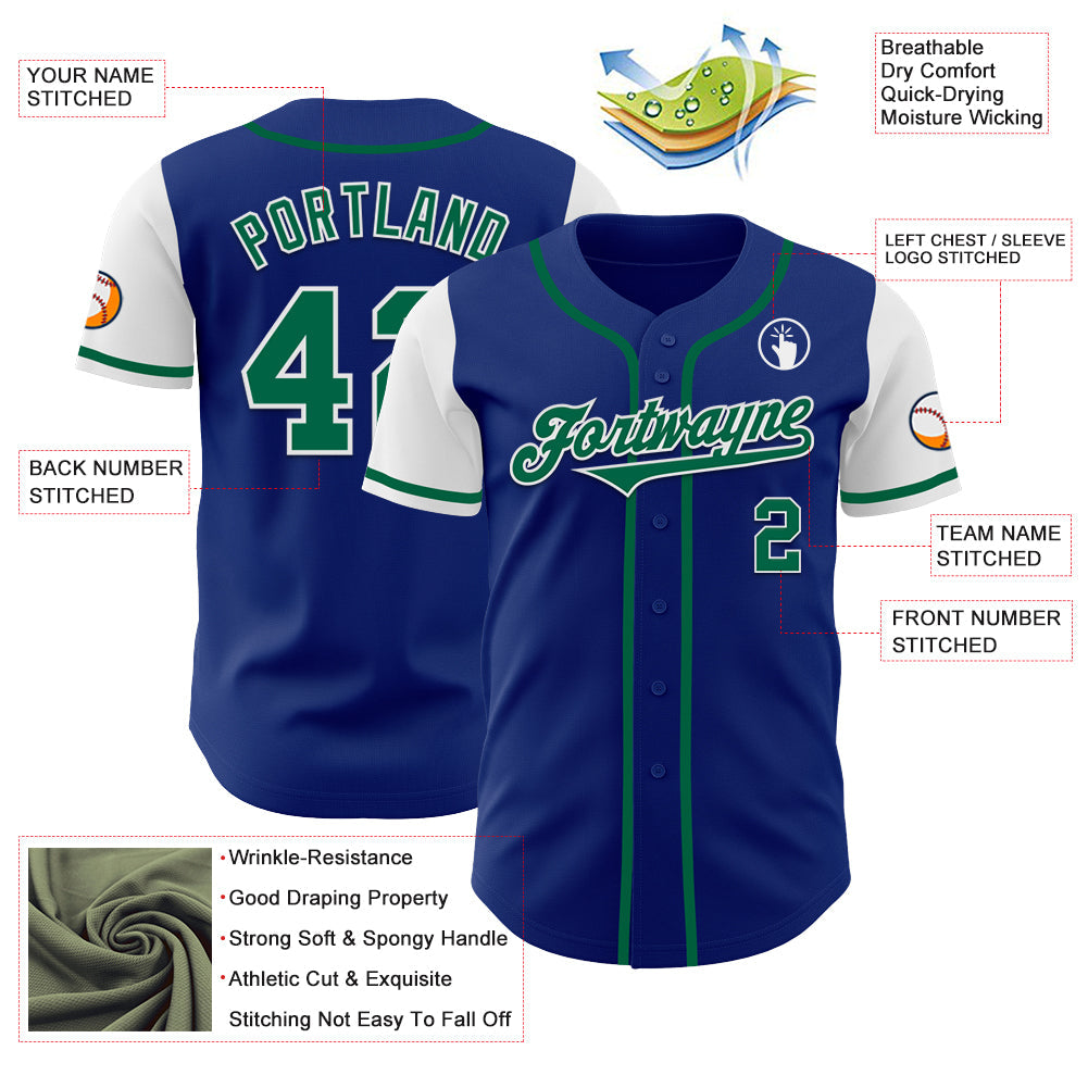 Custom Royal Kelly Green-White Authentic Two Tone Baseball Jersey - Sky-Custom