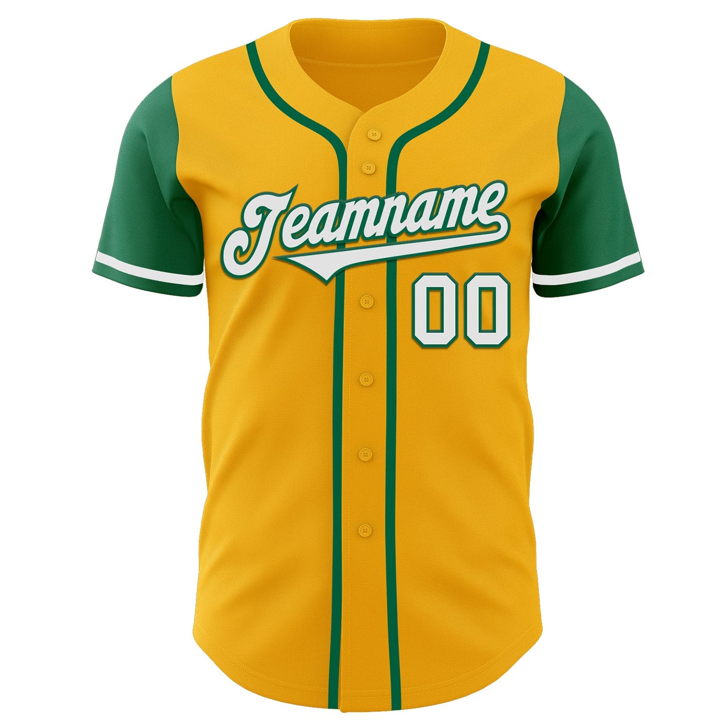 Custom Gold White-Kelly Green Authentic Two Tone Baseball Jersey - Sky-Custom