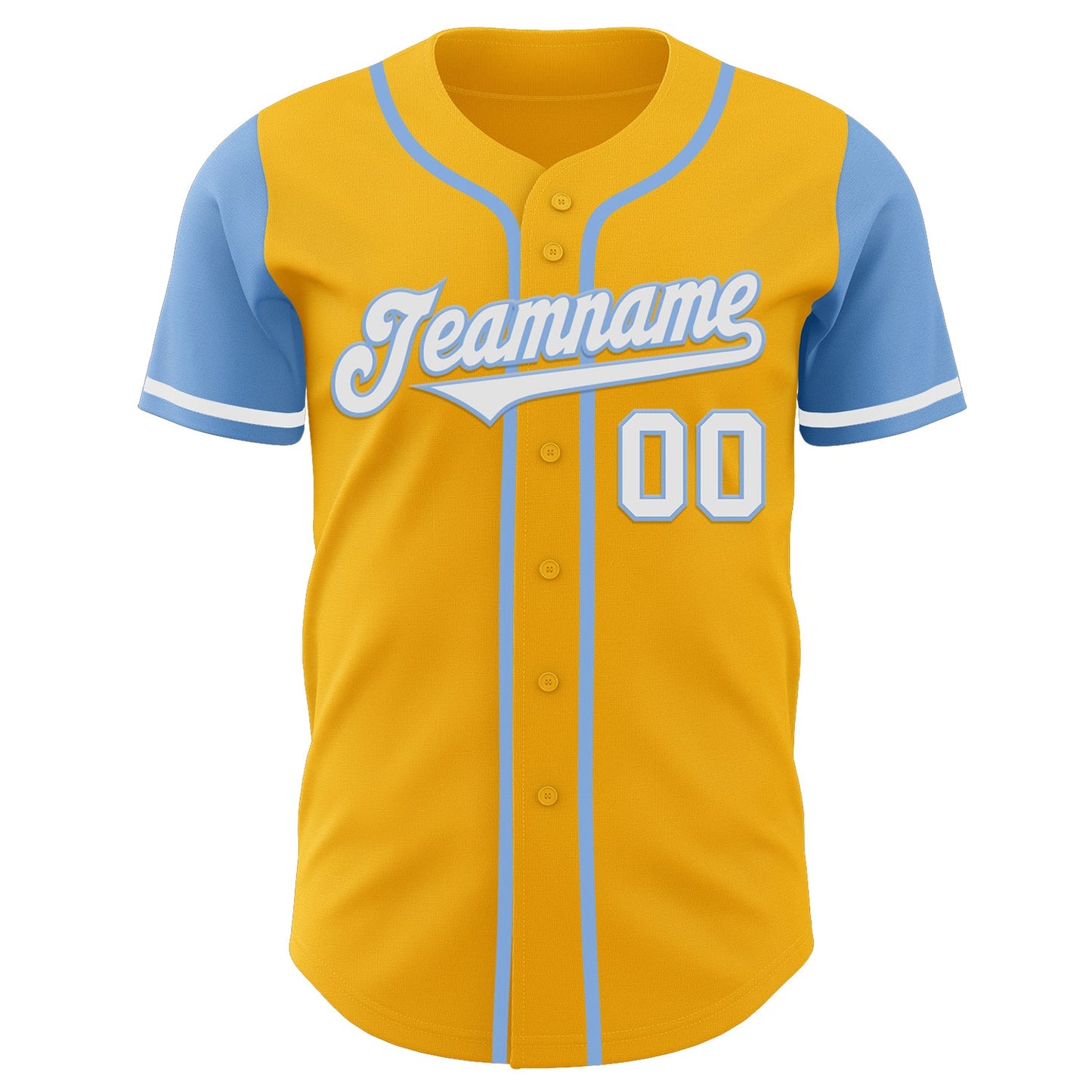 Custom Gold White-Light Blue Authentic Two Tone Baseball Jersey - Sky-Custom