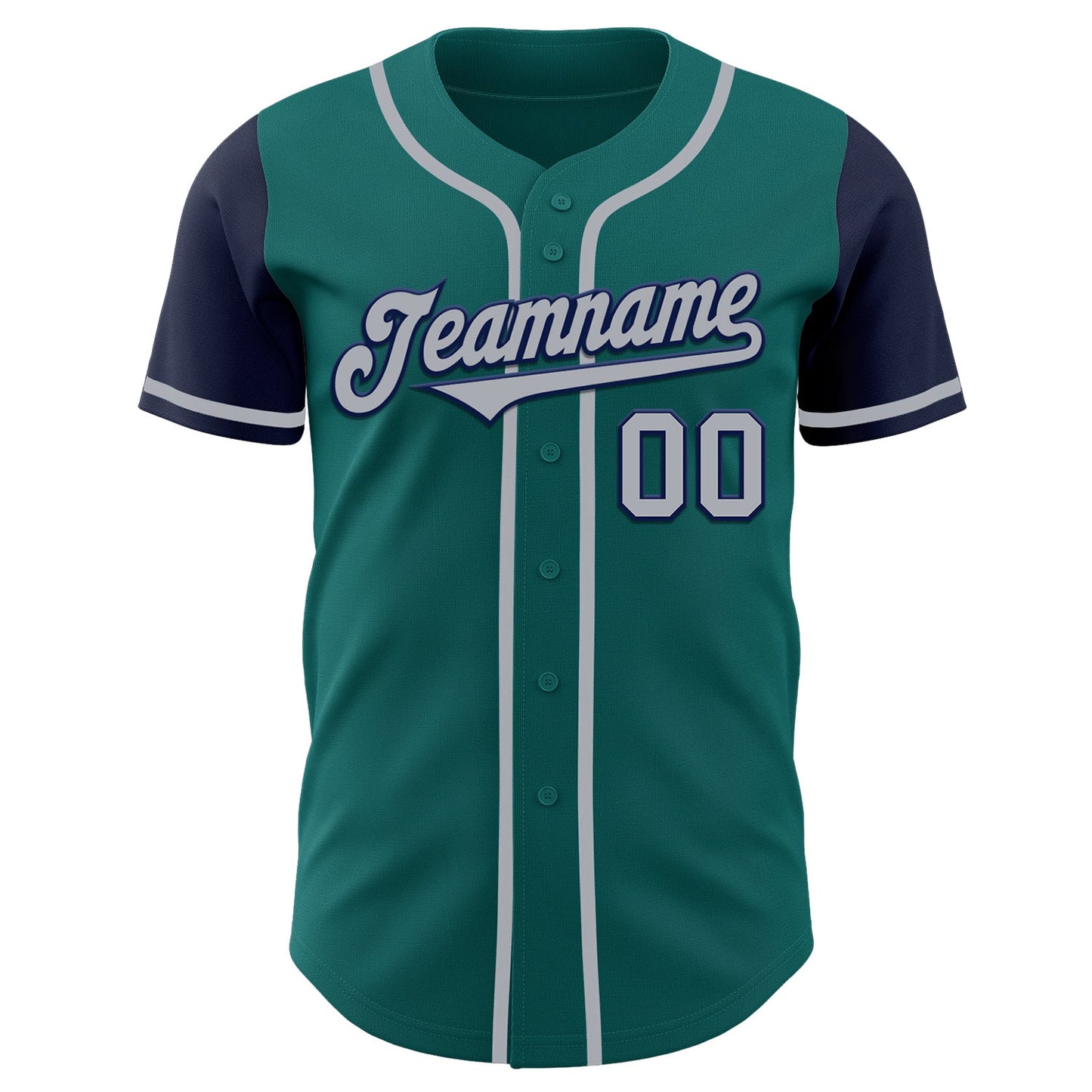 Custom Teal Gray-Navy Authentic Two Tone Baseball Jersey - Sky-Custom