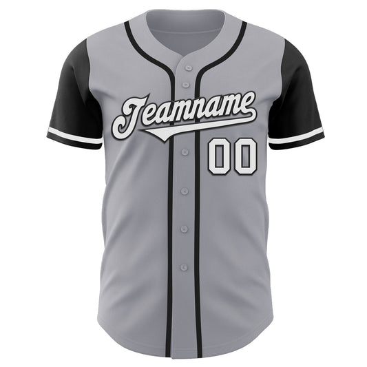 Custom Gray White-Black Authentic Two Tone Baseball Jersey - Sky-Custom